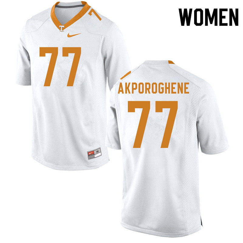 Women #77 Chris Akporoghene Tennessee Volunteers College Football Jerseys Sale-White - Click Image to Close